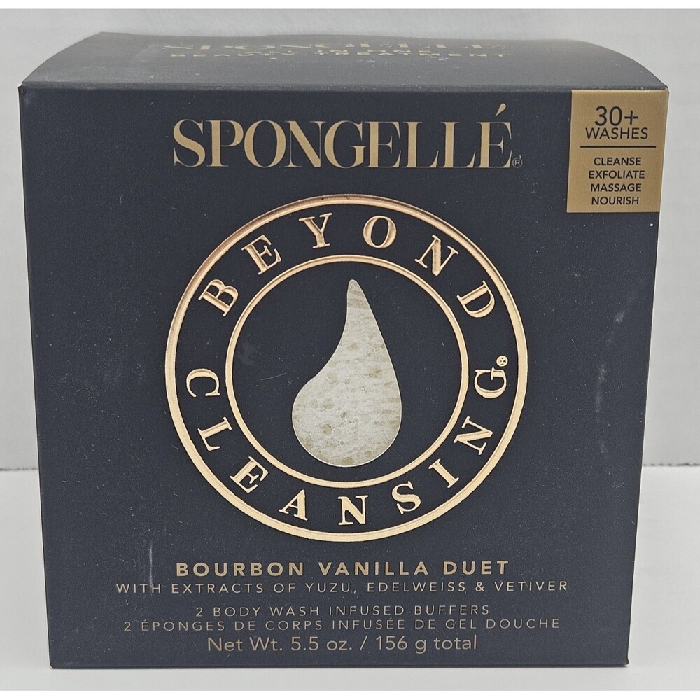 Spongellé BOURBON VANILLA DUET BOXED DUO body buffers 5.5oz 156g New